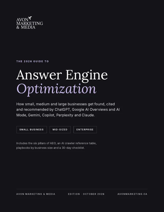 Cover of The 2026 Guide to Answer Engine Optimization by Avon Marketing & Media